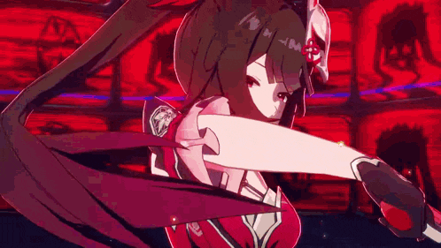 a girl with a mask on her head is holding a gun