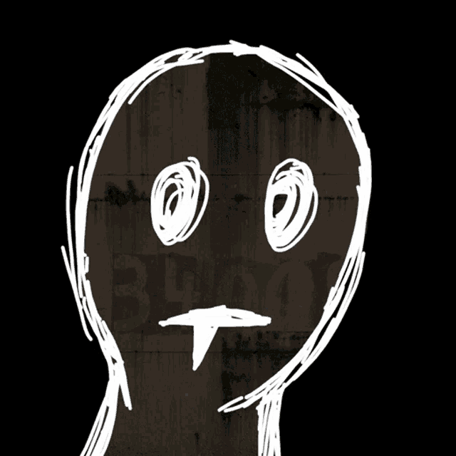 a black and white drawing of a face with a t on it