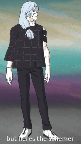 a drawing of a person with the words but heres the schemer