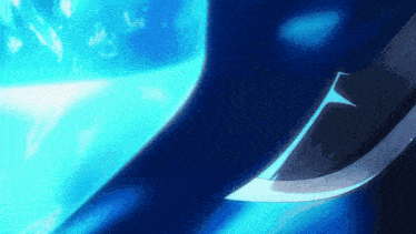 a close up of a blue background with a sword in the middle