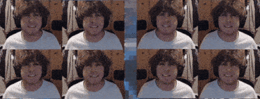 a collage of images of a man with headphones
