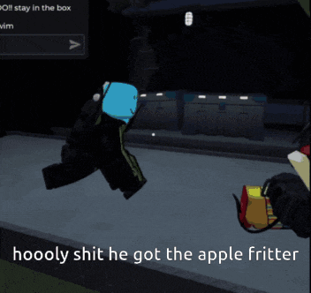 a video game character says hoooooly shit he got the apple fritter