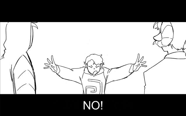 a black and white drawing of a boy with his arms outstretched standing next to a man .