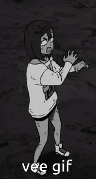 a black and white drawing of a girl with the words vee gif below it