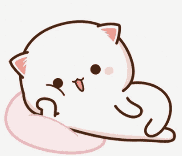 a cartoon of a cat laying on a pillow with a heart behind it