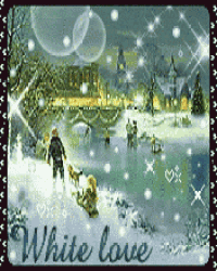 a picture of a snowy scene with the words " white love " on the bottom