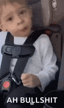 a little boy is sitting in a car seat .