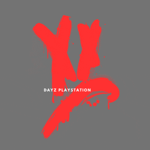 a logo for dayz playstation has a red silhouette