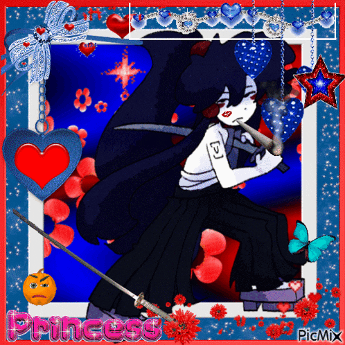 a picture of a girl with a sword and the word princess on the bottom right