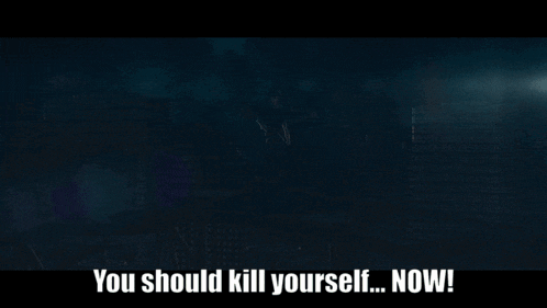 a poster that says " you should kill yourself now " on it