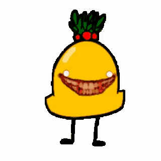 a cartoon drawing of a pineapple with a crown on its head and a big smile on its face .