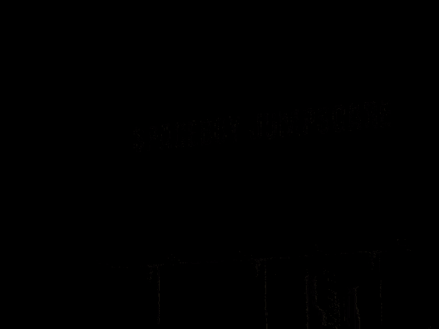 a billboard that says oy jumpscare in black letters