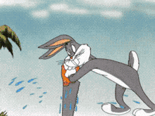 a cartoon of bugs bunny holding a saw