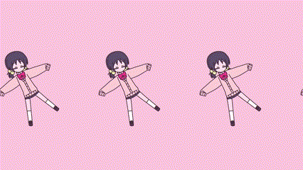 a seamless pattern of a girl dancing on a pink background