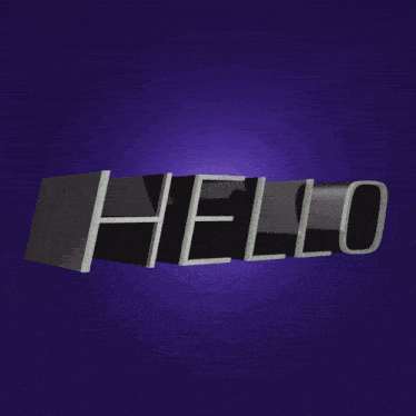 the word hello is displayed on a dark background