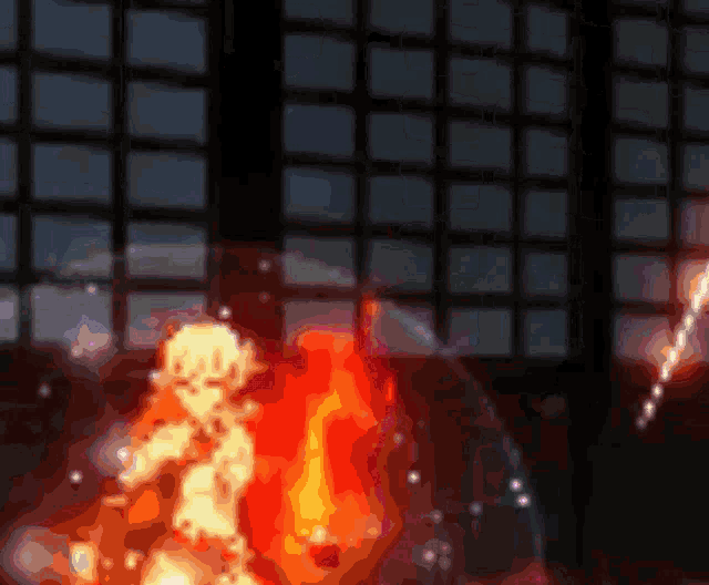 a cartoon drawing of a person standing next to a fire