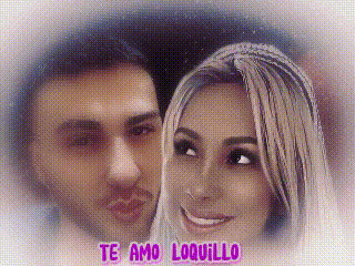 a man and a woman are posing for a picture with the words te amo loquillo written above them