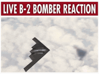 a live b-2 bomber reaction poster with a picture of a plane