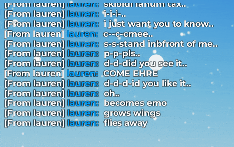 a screenshot of a conversation between lauren and skippial ranum tax