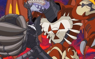 a cartoon drawing of a man fighting a giant monster