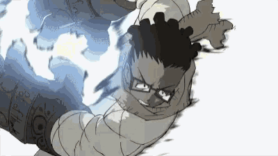 a drawing of a man with glasses and the word fire on his arm