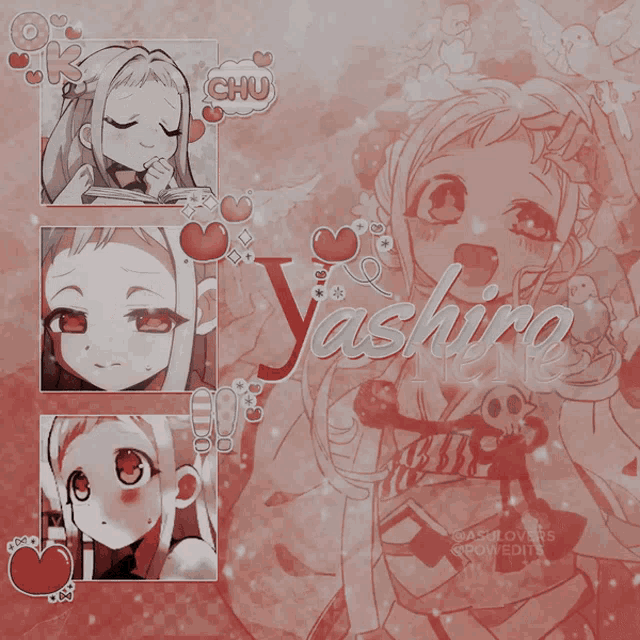 a collage of images of a girl with the name yashiro