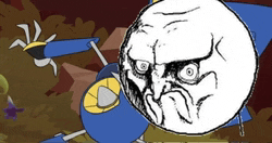 a drawing of a cartoon character with an angry face on it