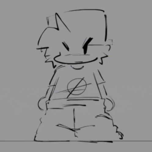 a black and white drawing of a cartoon character with a circle on his chest