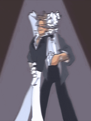 a blurry drawing of a man in a suit and tie