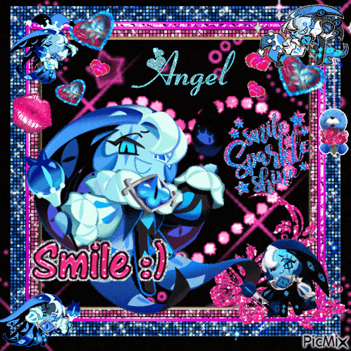a picture of a clown with the name angel written on the bottom