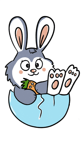 a cartoon of a rabbit holding a carrot with the words good night written below it