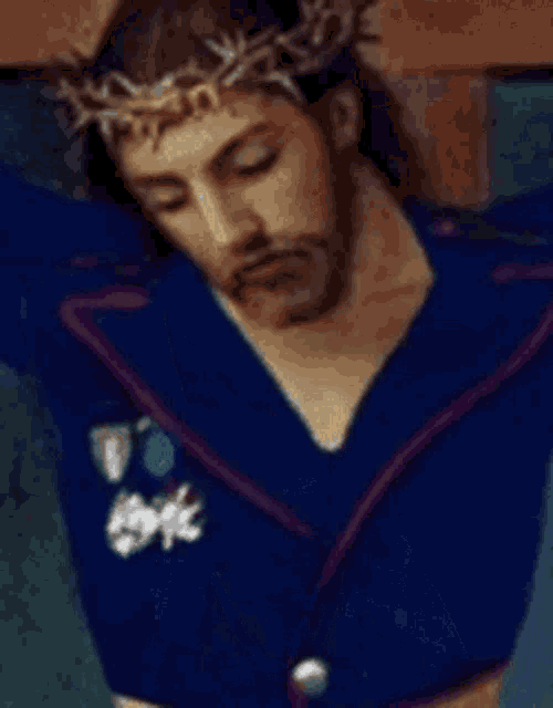 a painting of jesus with a crown of thorns on his head
