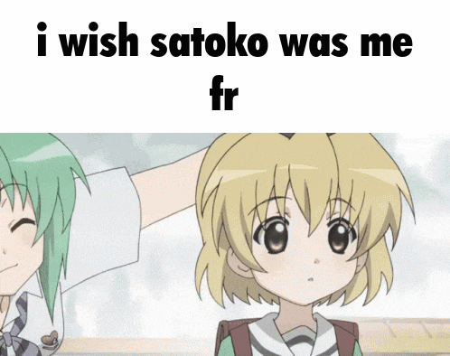 a picture of two anime girls with the words i wish satoko was me fr below them