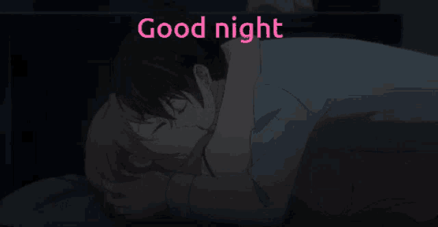 a cartoon of a man and woman kissing with the words " good night " above them