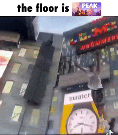 a picture of a building with the words the floor is peak