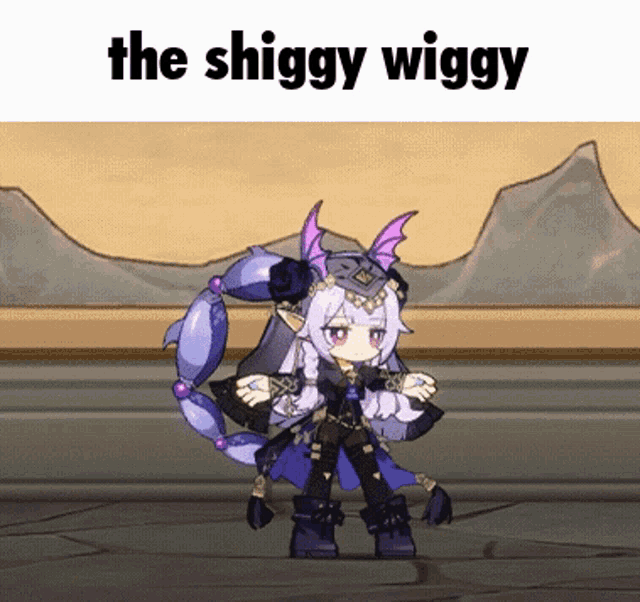 a cartoon of a girl with a scorpion tail and the words the shiggy wiggy above her