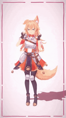 a girl with a fox tail is standing next to a sign that says ' justice '