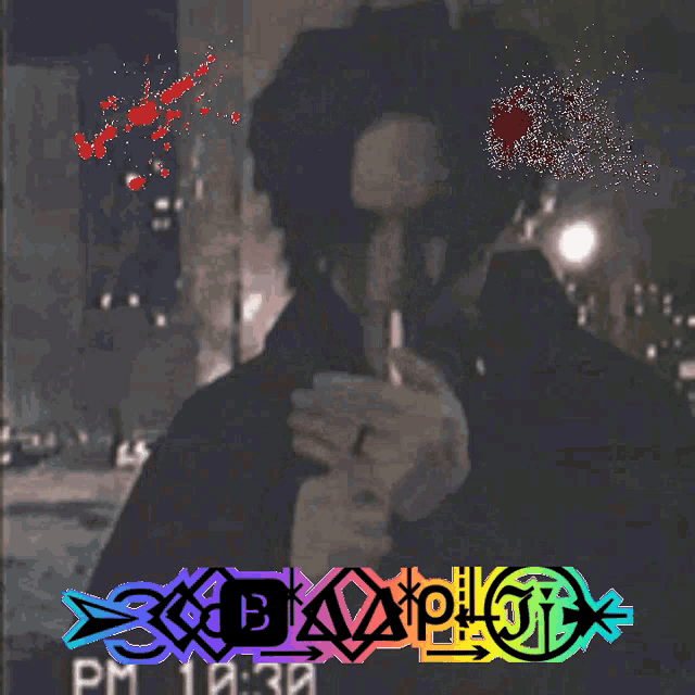 a man smoking a cigarette with the word explode on the bottom right
