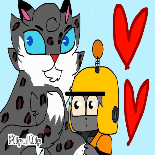 a cartoon drawing of a leopard and a robot with the words flipa clip below them