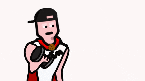 a cartoon of a man lifting a dumbbell that says lgm