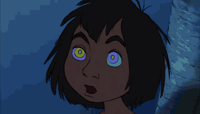 a close up of a cartoon character 's face with hypnotic eyes