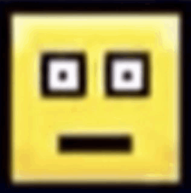 a yellow square with two squares on it and a black stripe on the bottom .