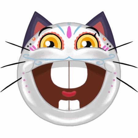 a cartoon cat 's face with its mouth open and a smiley face