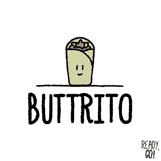 a cartoon drawing of a burrito with a face and the word butfrito below it