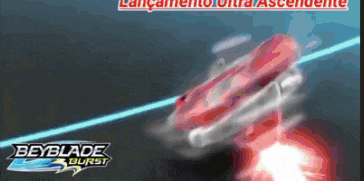 a beyblade burst advertisement shows a red car being launched
