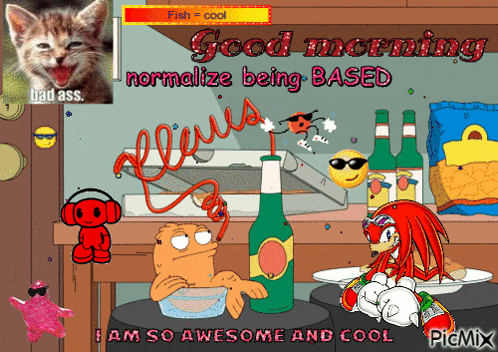 a cartoon says good morning normalize being based on a cat