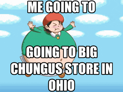 a cartoon of a girl with the words " me going to going to big chungus store in ohio " on it