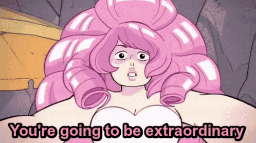 a cartoon of a woman with pink hair and the words you 're going to be extraordinary