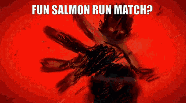a red background with the words fun salmon run match written on it