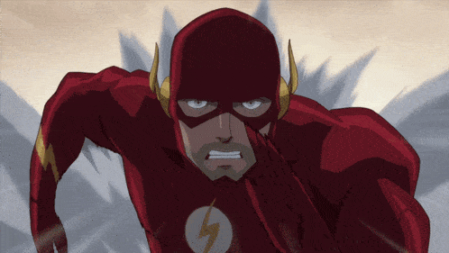 a cartoon drawing of a man in a flash suit